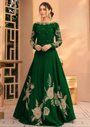 Style craft Stunning Green Maxi Shamoz Silk Elegance