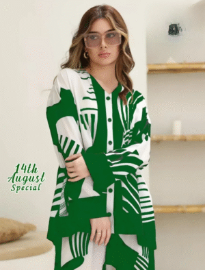 2 Pcs Women's Stitched Printed Shirt And Trouser