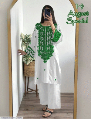 2 Pcs Women's Stitched Embroidered Shirt And Trouser