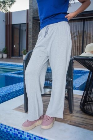 Trouser Light Grey Wide-Leg for a Comfy Lounge Fit