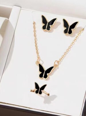 Butterfly Set, Pack Of 4 / Pendants Necklace Earrings Ring For Women Jewelry